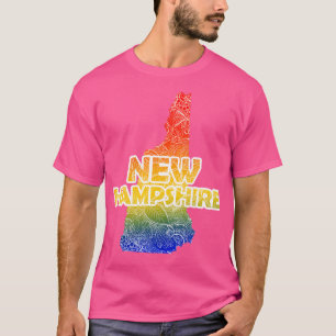 Camiseta Cartografia colorida da mandala em New Hampshire c