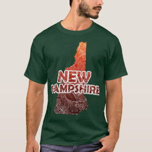 Camiseta Cartografia colorida da mandala em New Hampshire c