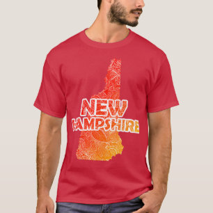 Camiseta Cartografia colorida da mandala em New Hampshire c
