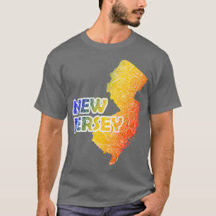 Camiseta Cartografia colorida da mandala em Nova Jersey com