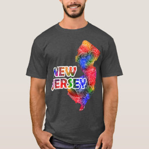Camiseta Cartografia colorida da mandala em Nova Jersey com