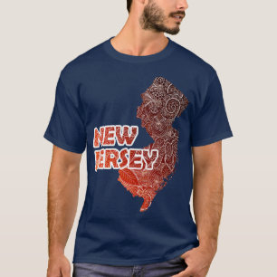 Camiseta Cartografia colorida da mandala em Nova Jersey com