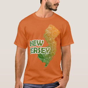 Camiseta Cartografia colorida da mandala em Nova Jersey com