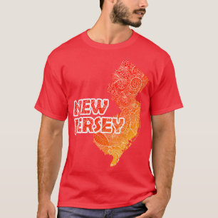 Camiseta Cartografia colorida da mandala em Nova Jersey com