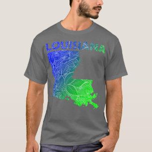 Camiseta Cartografia colorida de mandala com texto em azul