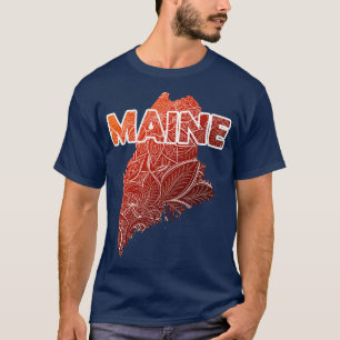 Camiseta Cartografia colorida de mandala do Maine com texto