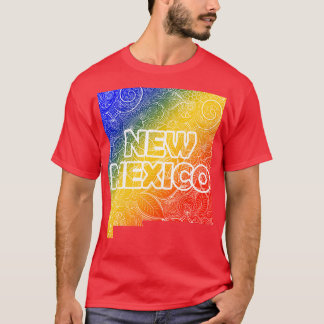 Camiseta Cartografia colorida de mandala do Novo México com