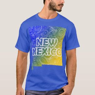 Camiseta Cartografia colorida de mandala do Novo México com