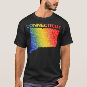 Camiseta Cartografia colorida de mandala em Connecticut com