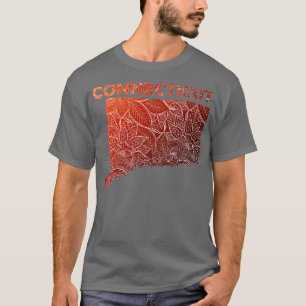 Camiseta Cartografia colorida de mandala em Connecticut com