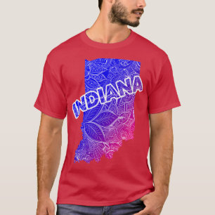 Camiseta Cartografia colorida de mandala em Indiana com tex