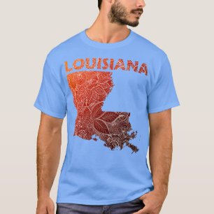 Camiseta Cartografia colorida de mandala em Louisiana com t