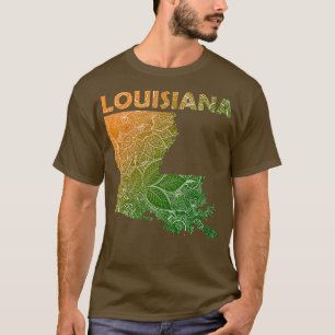 Camiseta Cartografia colorida de mandala em Louisiana com t