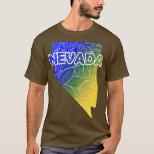 Camiseta Cartografia colorida de mandala em Nevada com text
