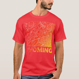 Camiseta Cartografia colorida de mandala em Wyoming com tex