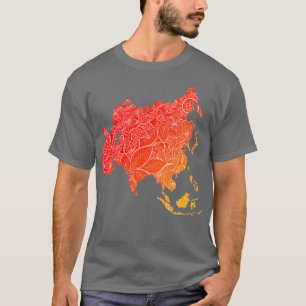 Camiseta Cartografia colorida de mandala na Ásia com texto