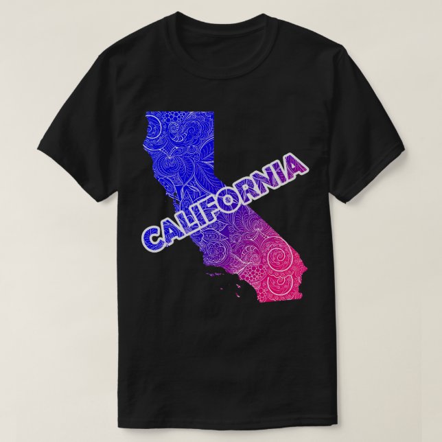 Camiseta Cartografia colorida de mandala na Califórnia com  (Frente do Design)