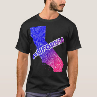 Camiseta Cartografia colorida de mandala na Califórnia com 