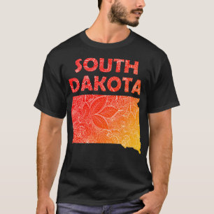 Camiseta Cartografia colorida de mandala na Dakota do Sul c