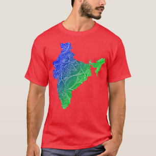 Camiseta Cartografia colorida de mandala na Índia com texto