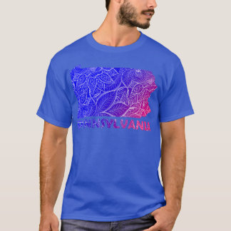 Camiseta Cartografia colorida de mandala na Pensilvânia com