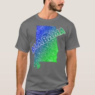 Camiseta Cartografia colorida de mandala no Alabama com tex