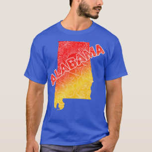 Camiseta Cartografia colorida de mandala no Alabama com tex
