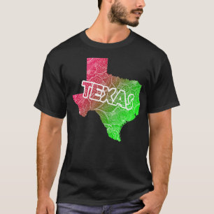 Camiseta Cartografia colorida de mandala no Texas com texto