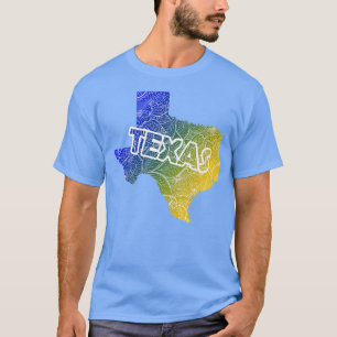 Camiseta Cartografia colorida de mandala no Texas com texto
