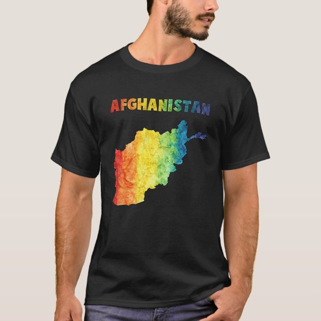 Camiseta Cartografia Colorida e isolada do Afeganistão em a (Frente)
