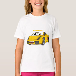 Camiseta Cartografia de carro esportivo amarelo e bonito