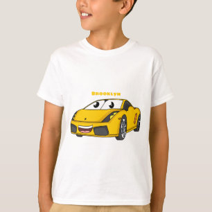Camiseta Cartografia de carro esportivo amarelo e bonito