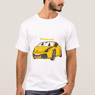 Camiseta Cartografia de carro esportivo amarelo e bonito