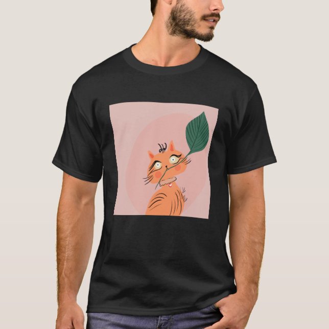 Camiseta Cartografia de Folha de Gato Engraçado (Frente)