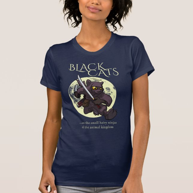Camiseta Cartografia de Gato Voador Negro de Ninjas Negros (Frente)