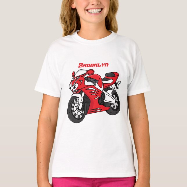 Camiseta Cartografia de motocicleta vermelha-branca (Frente)