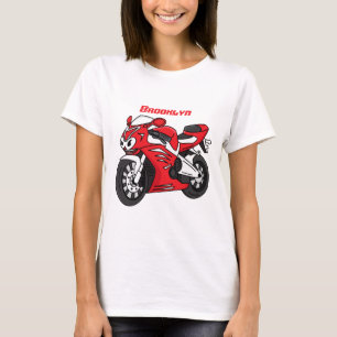 Camiseta Cartografia de motocicleta vermelha-branca