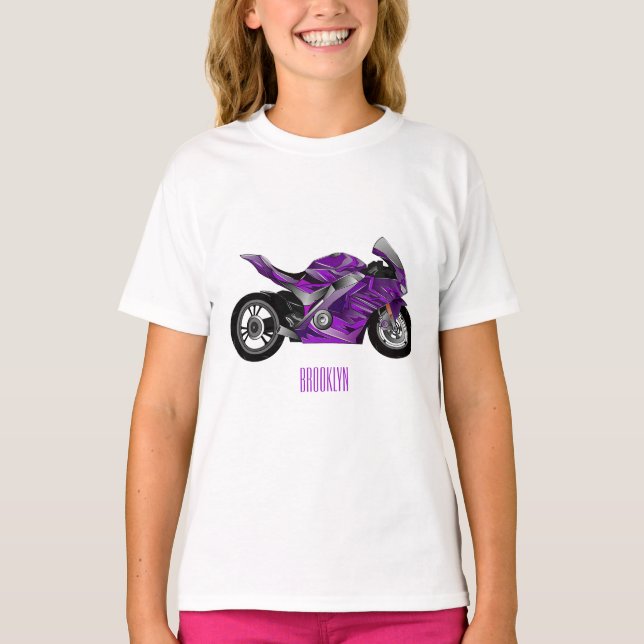 Camiseta Cartografia de motocicletas de esporte roxo (Frente)