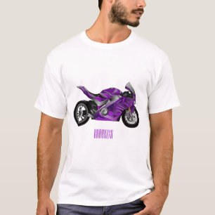 Camiseta Cartografia de motocicletas de esporte roxo