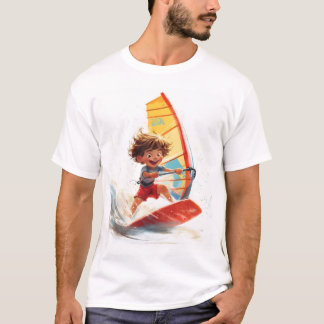Camiseta Cartografia de surfando numa criança feliz
