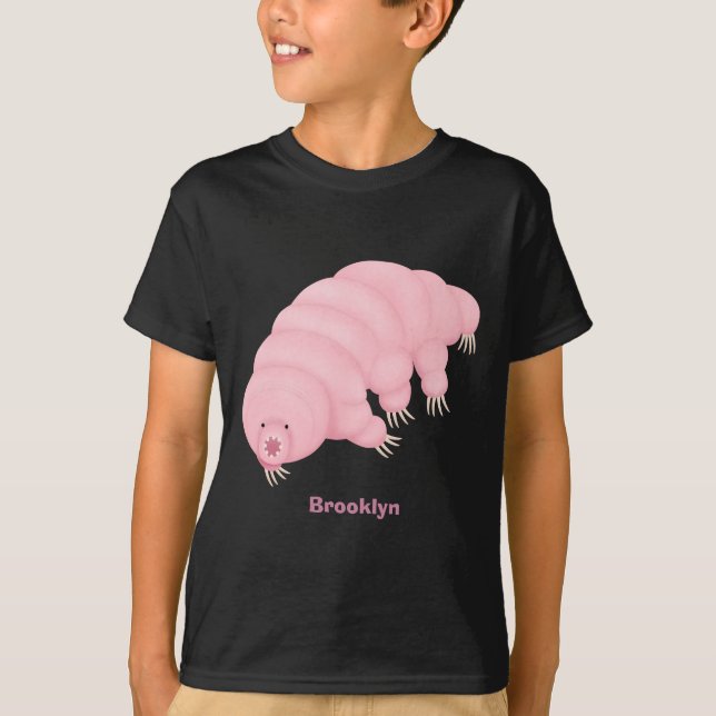 Camiseta Cartografia de ursos-d'água, cor-de-rosa-branca, (Frente)