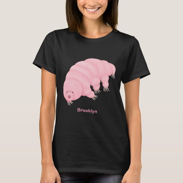 Camiseta Cartografia de ursos-d'água, cor-de-rosa-branca, (Frente)