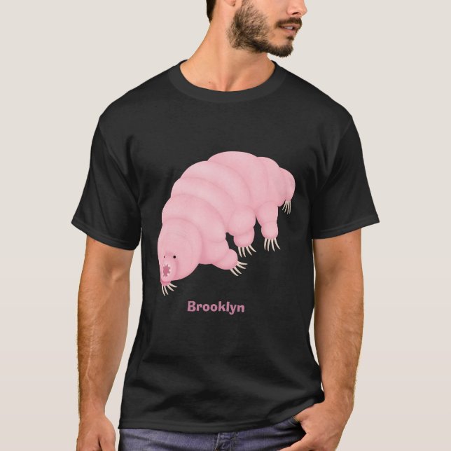 Camiseta Cartografia de ursos-d'água, cor-de-rosa-branca, (Frente)