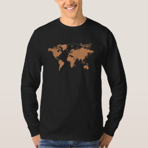 Camiseta Cartografia de Viagem Mapa Mundial do País do Viaj