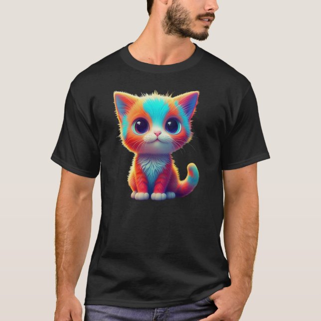 Camiseta Cartografia do Rainbow Coloring Kitten (Frente)