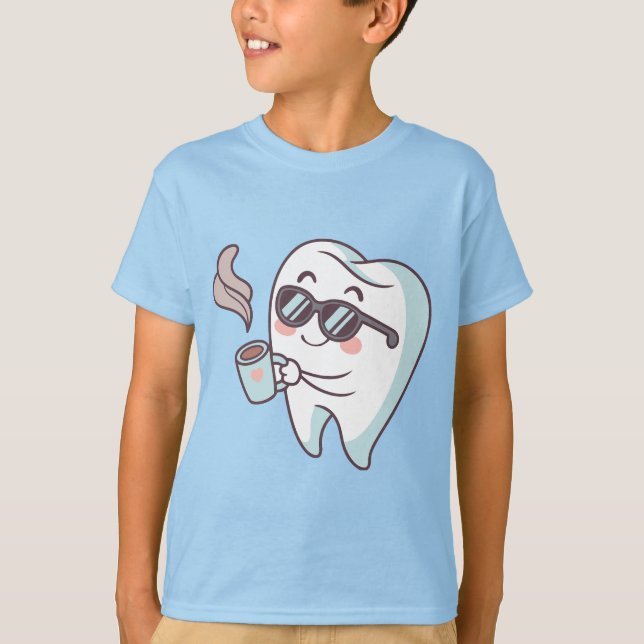 Camiseta Cartografia dos dentes legal com óculos escuros e  (Frente)