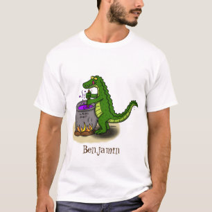Camiseta Cartografia engraçada do cozinhar de jacaré verde