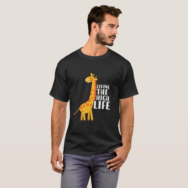 Camiseta Cartografia Engraçada Girafa Vivendo A Vida Alta (Frente Completa)