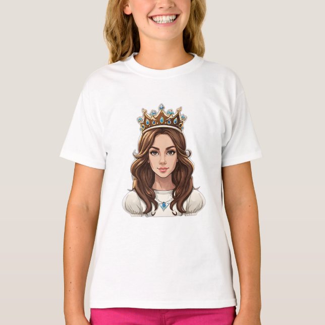 Camiseta Cartografia Princesa Cabelo Longo, Tiara Crown Bal (Frente)