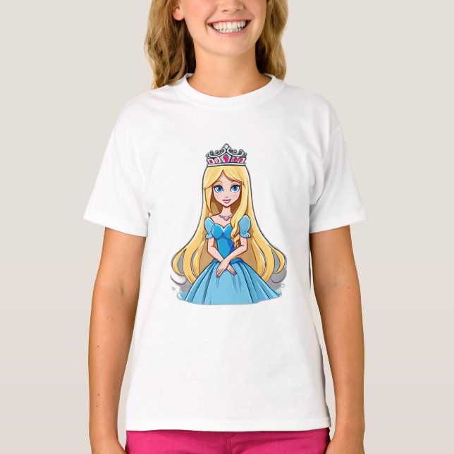 Camiseta Cartografia Princesa Cabelo Longo, Tiara Crown Bal (Frente)